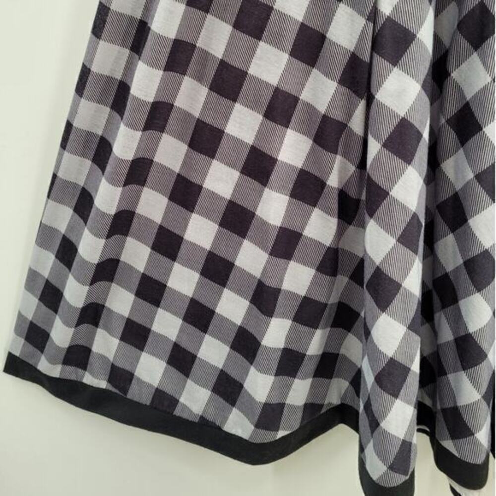 Tabby Knit Gingham Peplum Puffy Short Sleeve Vintage Maxi Fit n Flare Dress - Picture 10 of 12